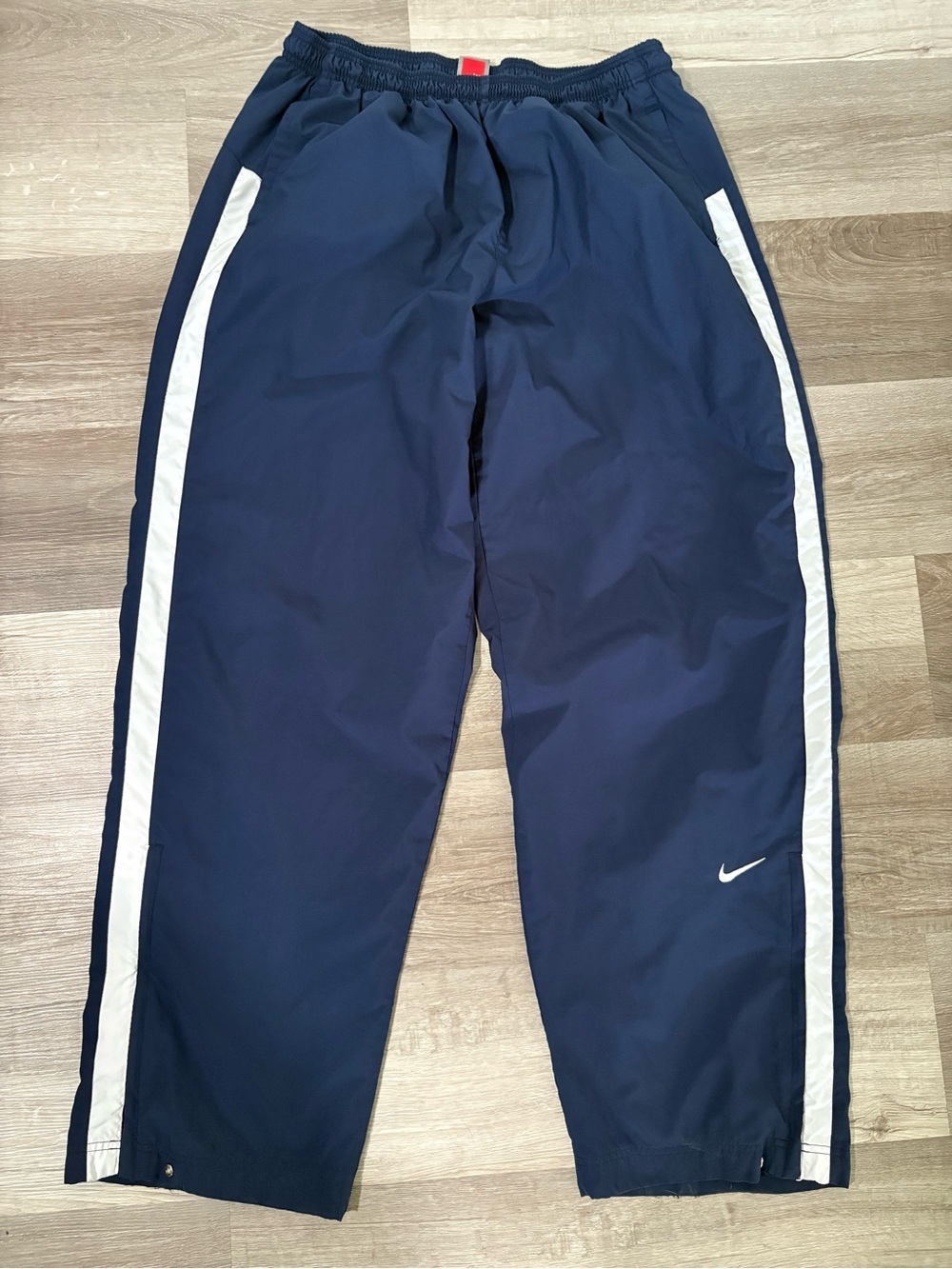 Nike Navy Track Pants with White Side Stripes